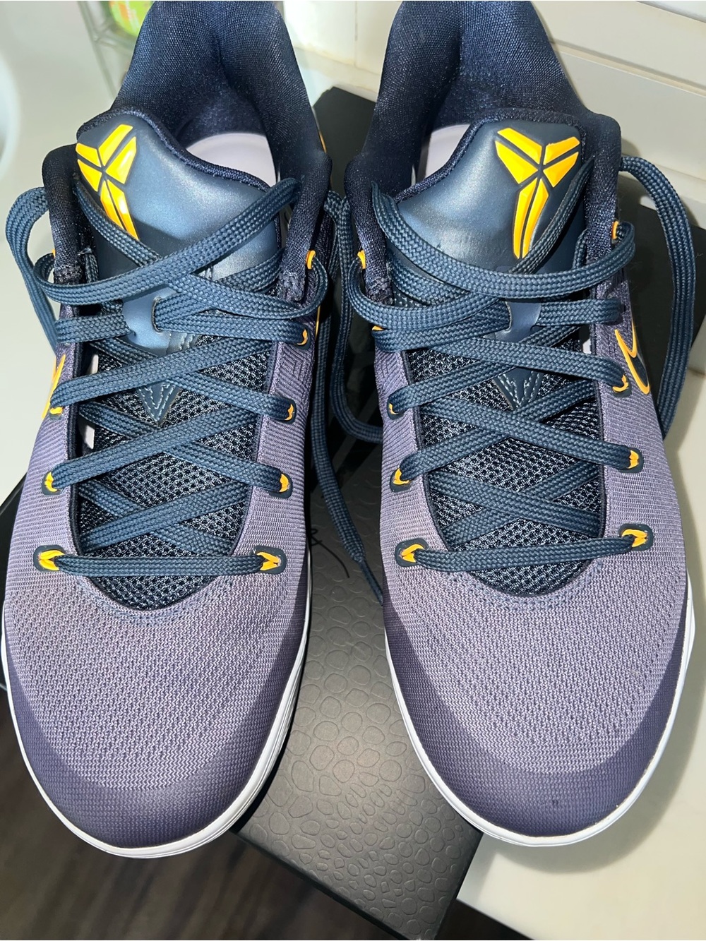 Nike Men's Navy and Yellow Basketball Sneakers